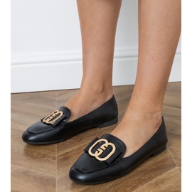 Black women's loafers with a golden decoration 1 Black women's loafers with a golden decoration 1