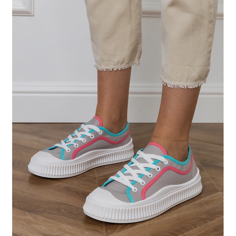 Gray women's sneakers on the platform grey 1 Gray women's sneakers on the platform grey 1