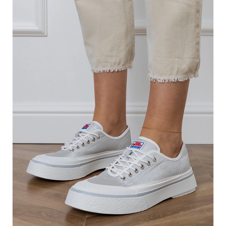 Gray women's sneakers on the platform grey 1