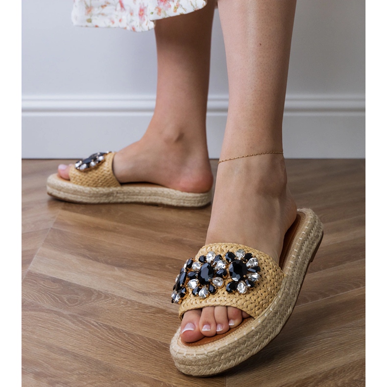 Beige espadrilles with black crystals 2 Beige espadrilles with black crystals 2