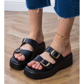 Black flip flops with clamps on stripes 2
