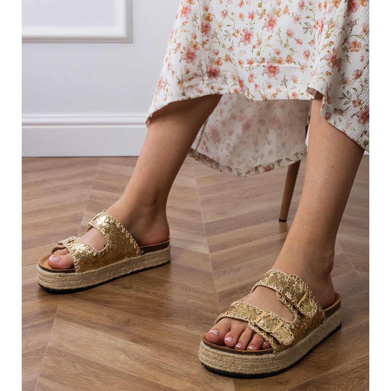 Golden slippers espadrilles with buckles 1 Golden slippers espadrilles with buckles 1