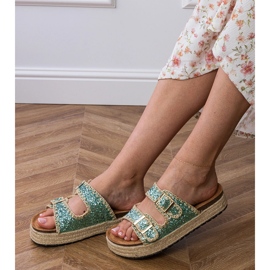 Green slippers espadrilles with buckles 2 Green slippers espadrilles with buckles 2