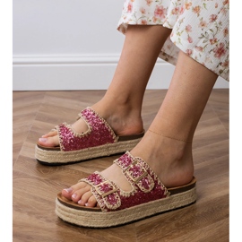 Pink espadrilles glitter with buckles 1