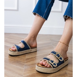 Navy blue glitter espadrilles with buckles 1