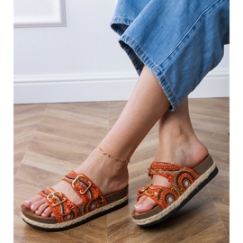 Orange ethnic flip flops with clamps on stripes 2 Orange ethnic flip flops with clamps on stripes 2