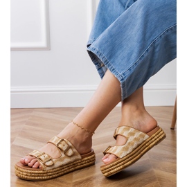 Beige flaps with clamps on stripes 2