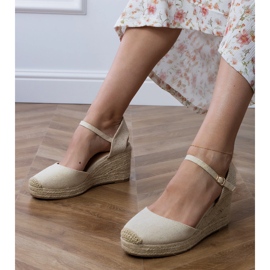 Beige sandals espadrilles on wedge 1