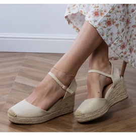 Beige sandals espadrilles on wedge 2