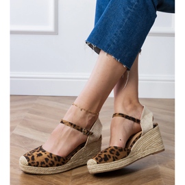 Panther sandals espadrilles on wedge brown 2