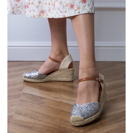 Silver brocade sandals on wedge 1 Silver brocade sandals on wedge 1