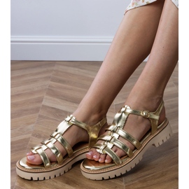 Golden women's sandals with a buckle 2 Golden women's sandals with a buckle 2