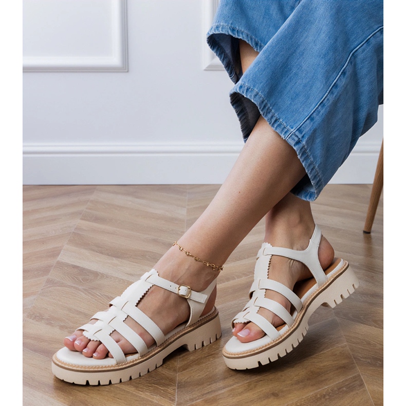 White sandals with a buckle 2