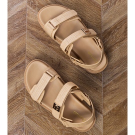 Beige sandals on the platform with straps on the Velcro 2