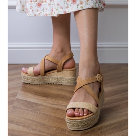 Beige sandals espadrilles on wedge 2