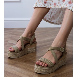 Green espadrilles on wedge 1