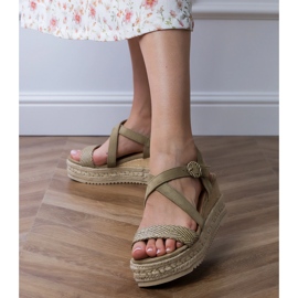 Green espadrilles on wedge 3