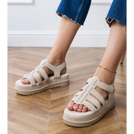 Beige gladiator sandals on the platform 1 Beige gladiator sandals on the platform 1