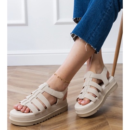 Beige gladiator sandals on the platform 2 Beige gladiator sandals on the platform 2