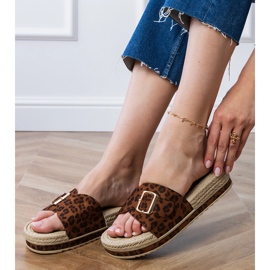 Panther flip flops on the platform with a buckle on the bar brown 1