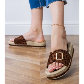 Panther flip flops on the platform with a buckle on the bar brown 2