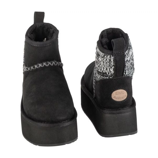 Emu Australia Stinger Knit Flatform W13143-Blak shoes black 2