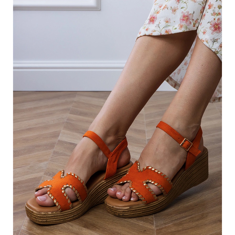 Orange sandals with embroidery on the edges 2 Orange sandals with embroidery on the edges 2