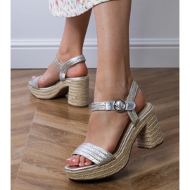 Silver espadrilles sandals on the post 2 Silver espadrilles sandals on the post 2