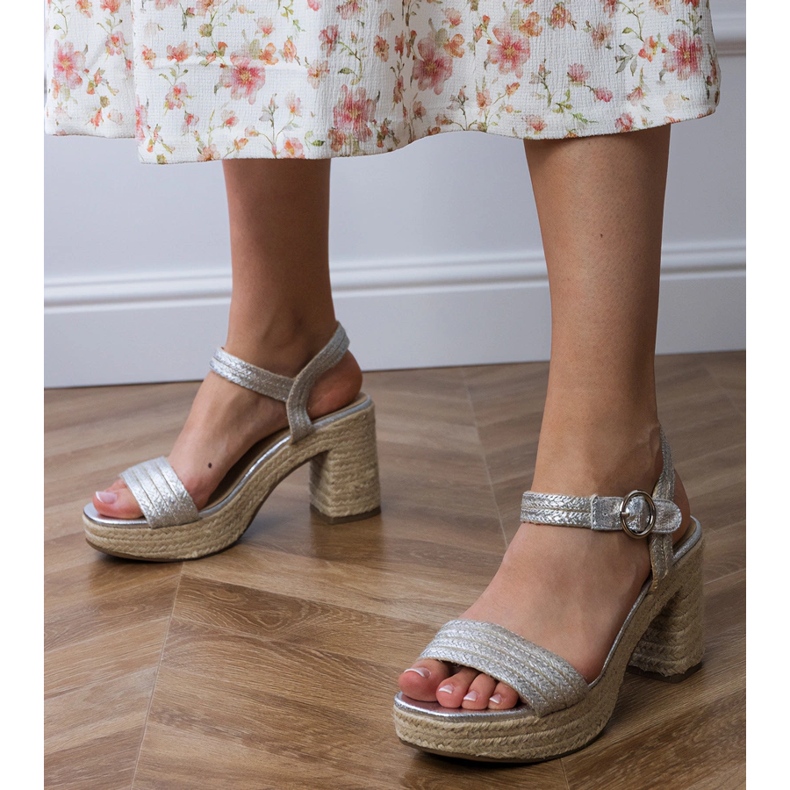 Silver espadrilles sandals on the post 1 Silver espadrilles sandals on the post 1