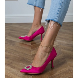 Pink satin pumps with zircons 2 Pink satin pumps with zircons 2