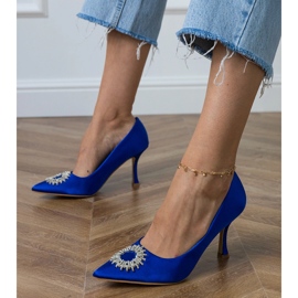 Blue satin pumps with zircons 1 Blue satin pumps with zircons 1