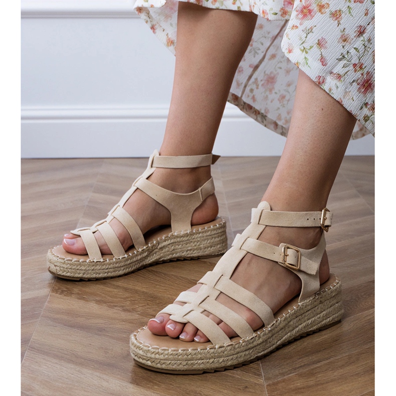 Beige espadrille sandals on a low platform 1 Beige espadrille sandals on a low platform 1
