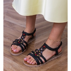 Black braided sandals decorated with beads 2 Black braided sandals decorated with beads 2