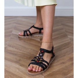 Black braided sandals decorated with beads 1 Black braided sandals decorated with beads 1