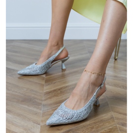 Silver pumps braided with an open heel 1
