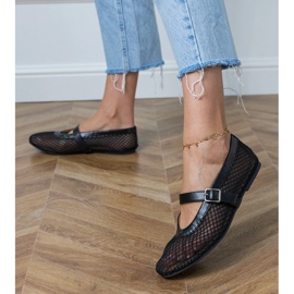 Black mesh ballerinas with a buckle 1