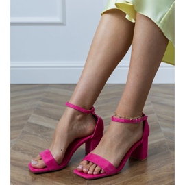 Pink sandals with a belt and a square nose on the post 2