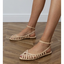 Beige women's flat sandals built -up 1