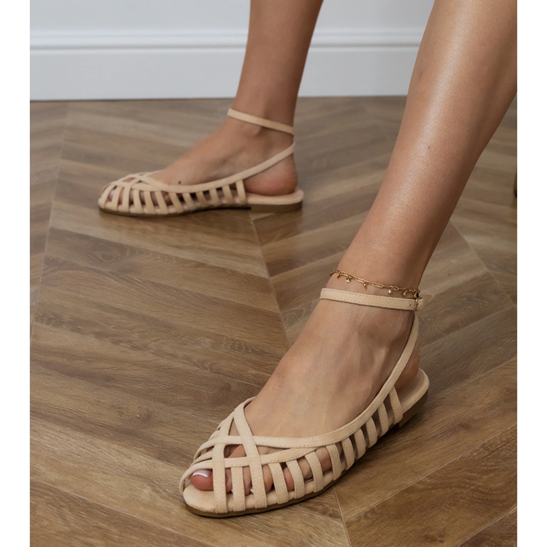 Beige women's flat sandals built -up 2