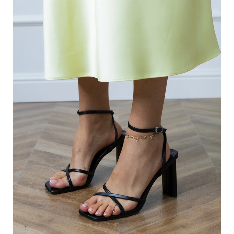 Black sandals with stripes fastened with ankle 2 Black sandals with stripes fastened with ankle 2