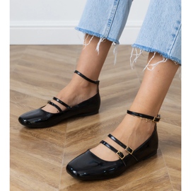 Black ballerinas varnished with buckles 1 Black ballerinas varnished with buckles 1