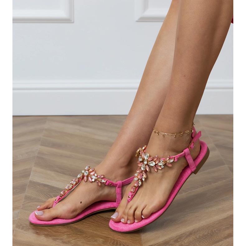 Pink Sandals Japanese with crystals 2