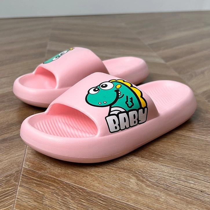 Pink children's flip flops with print 2