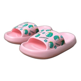 Pink children's flip flops with print 2