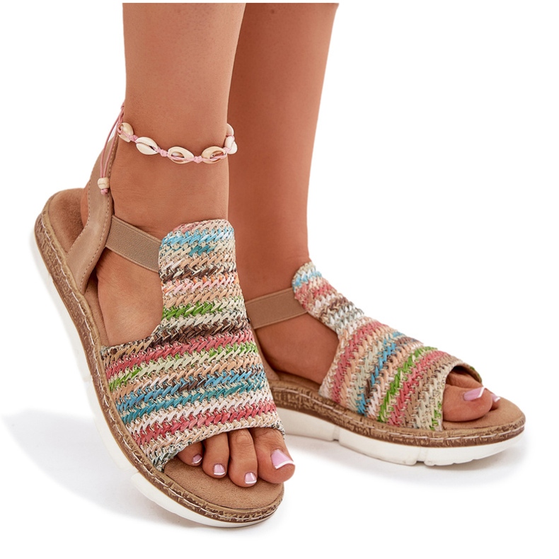 EVento Women's sandals with a multicolor braid multicolored 3