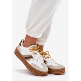 Women's sneakers on the platform with double lacing white leopard print 1