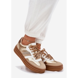 Women's sneakers on the platform with double lacing leopard leopard golden 1