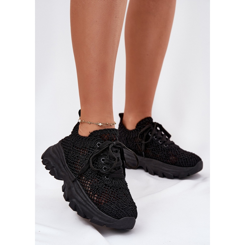 Women's sneakers with a crochet black upper 2 Women's sneakers with a crochet black upper 2