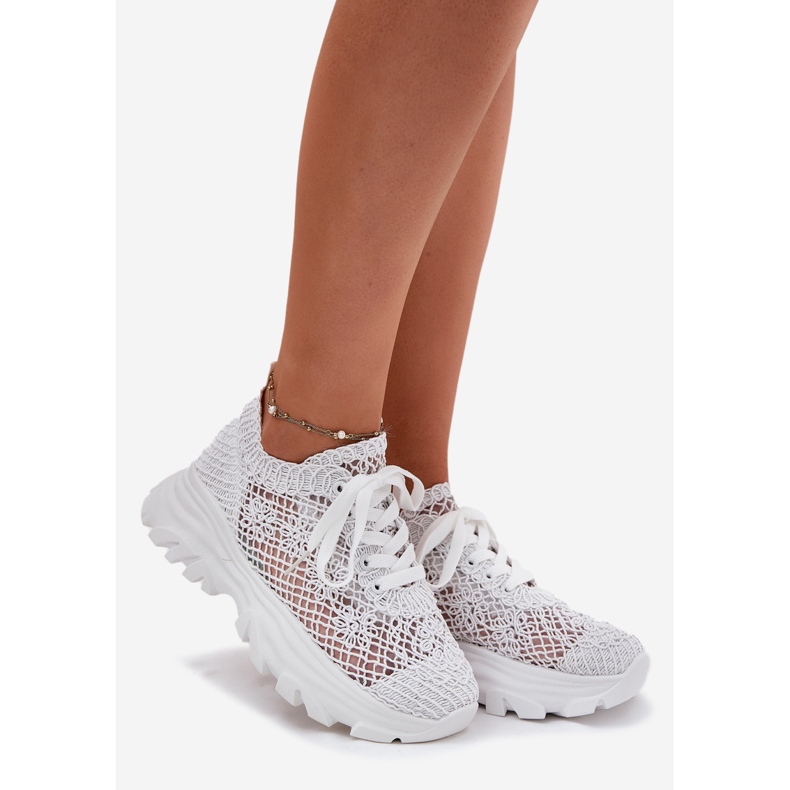 Women's sneakers with a crochet upper white upper 1 Women's sneakers with a crochet upper white upper 1