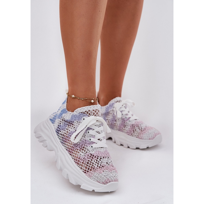 Women's sneakers with a crochet multicolor upper multicolored 2